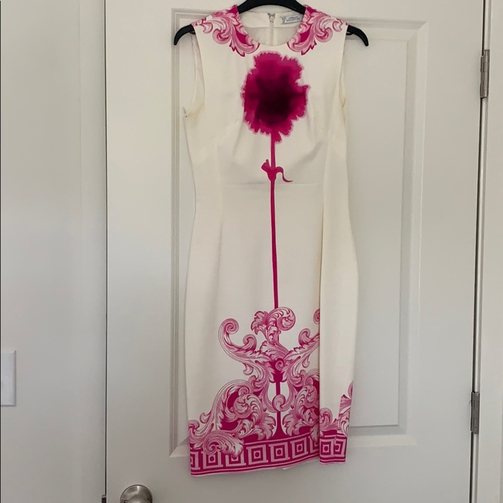 Floral pink and ivory Versace dress